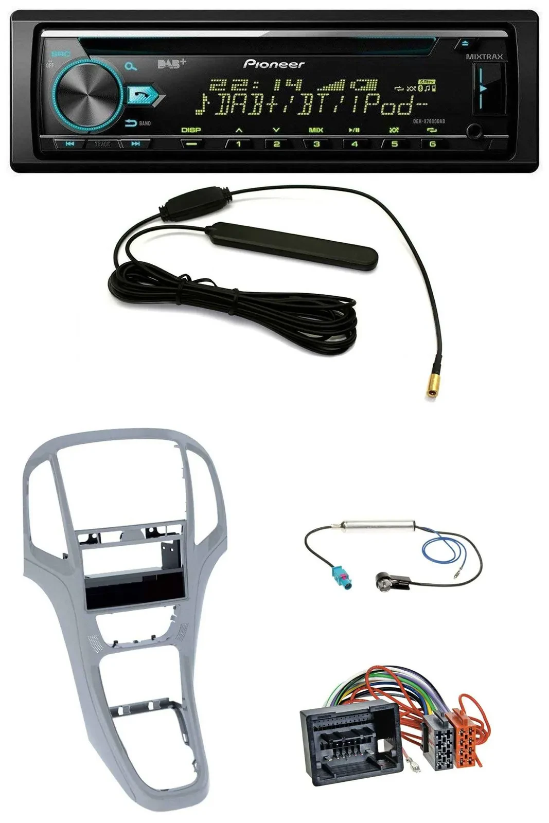 Автомагнитола для Opel Astra J (с 2009) Pioneer CD/MP3/USB/AUX с DAB, платиновый серебристый