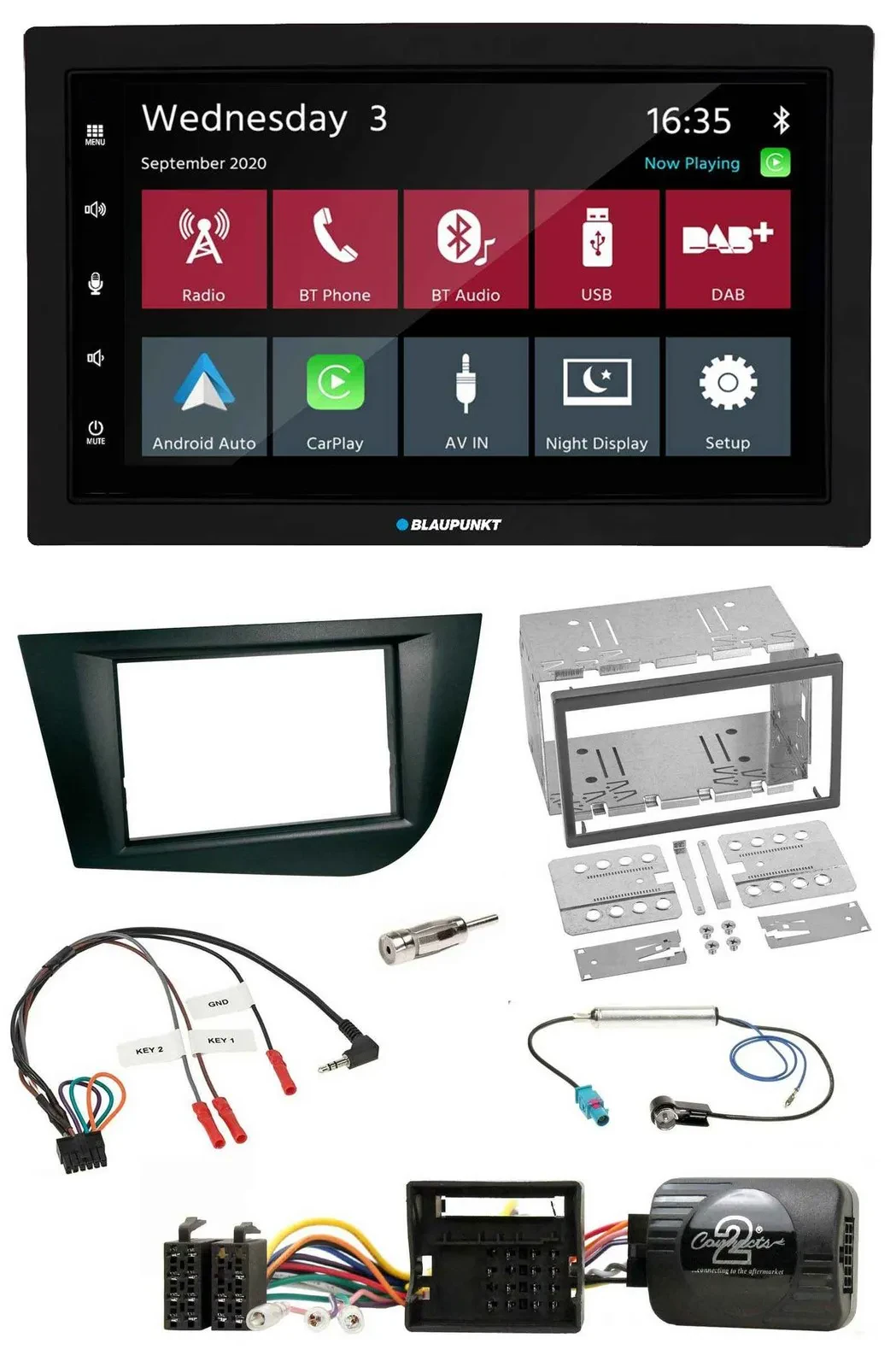 Blaupunkt DAB Bluetooth USB Lenkrad 2DIN Autoradio für Seat Leon 2005-2009 schwa