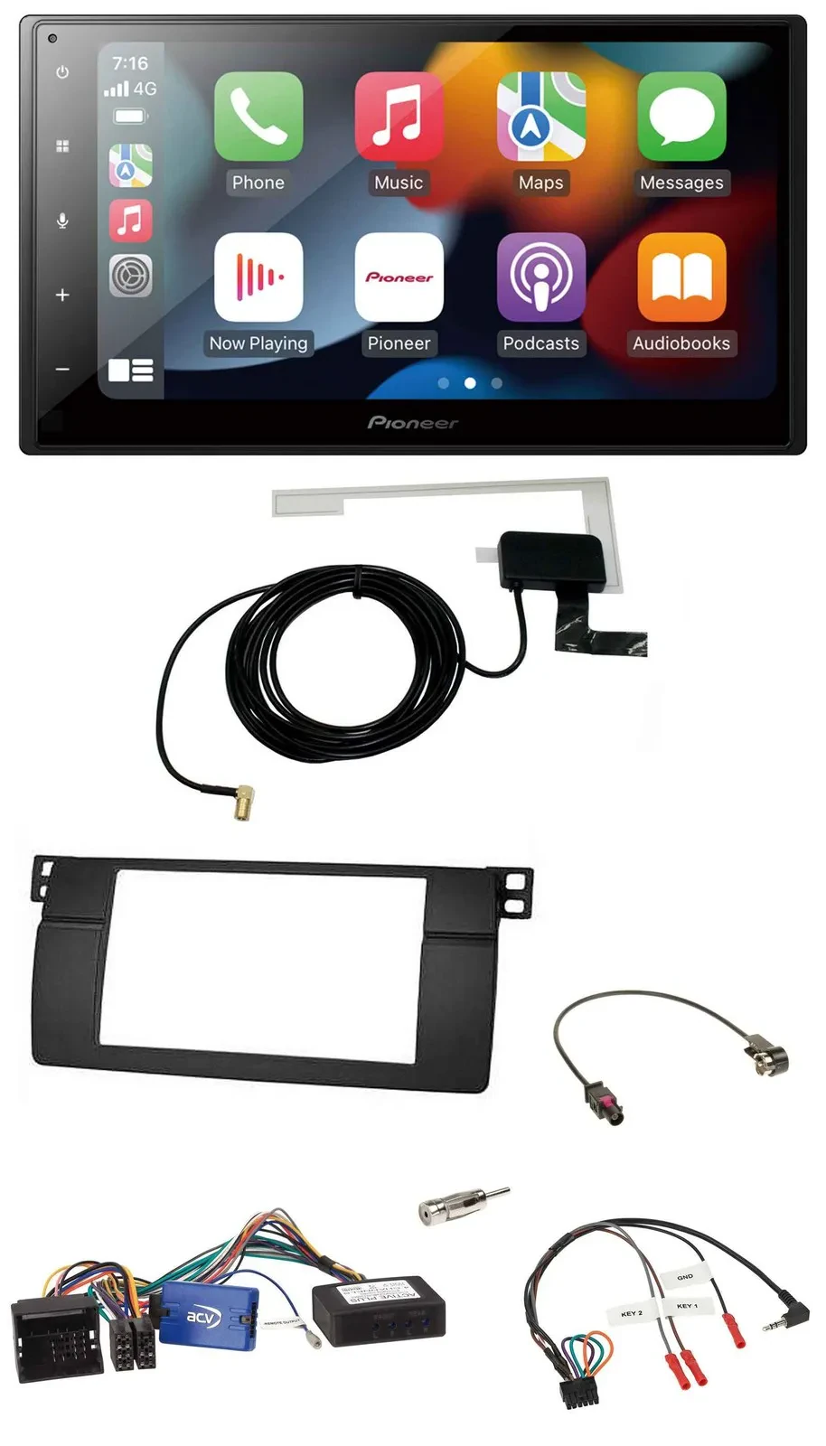 Автомагнитола для BMW 3 Series (E46) 2002–2006 Pioneer 2DIN, USB, Bluetooth, DAB, черный