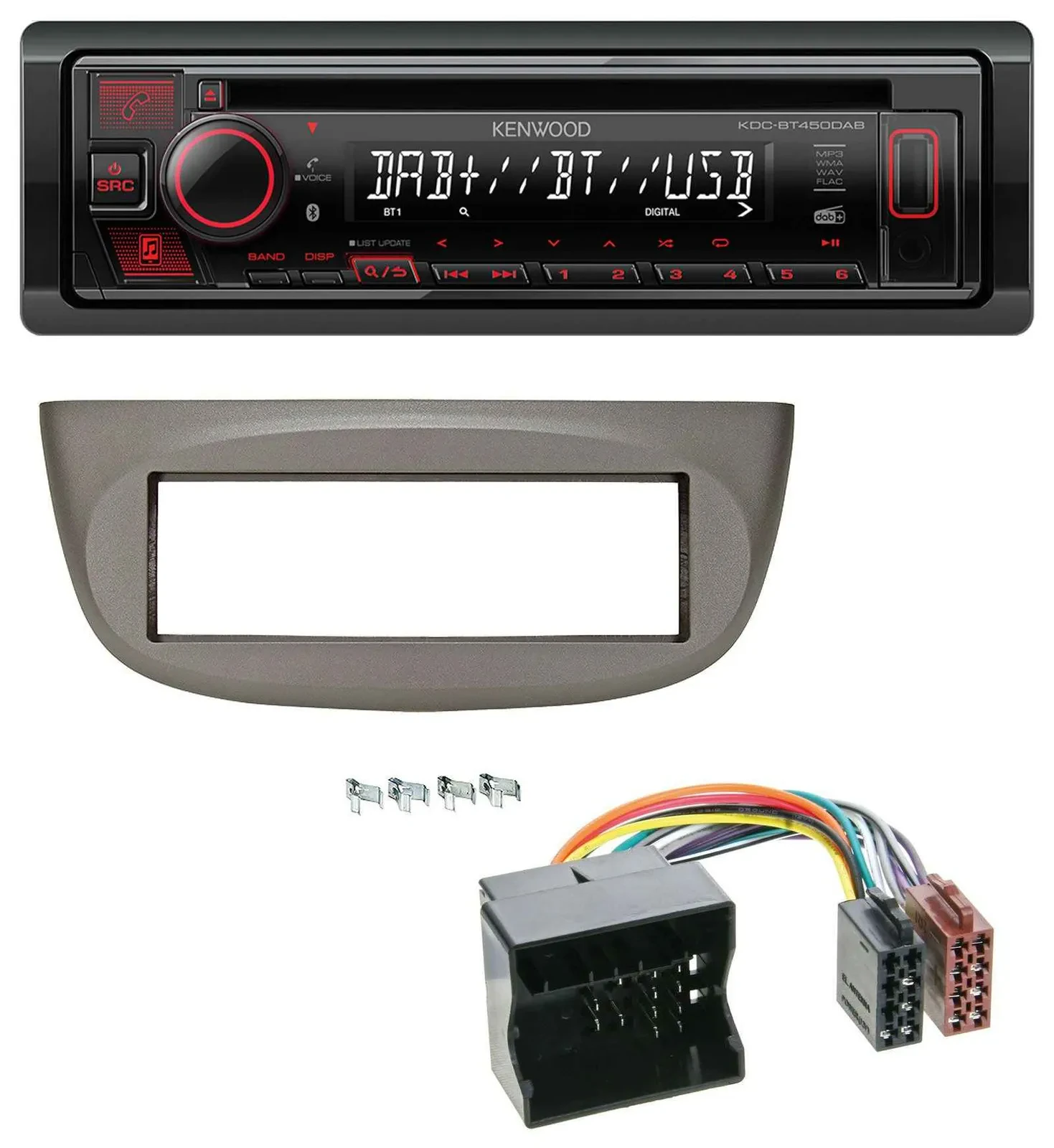 Kenwood MP3 CD USB Bluetooth DAB Autoradio für Renault Twingo 07-14 beige-grau