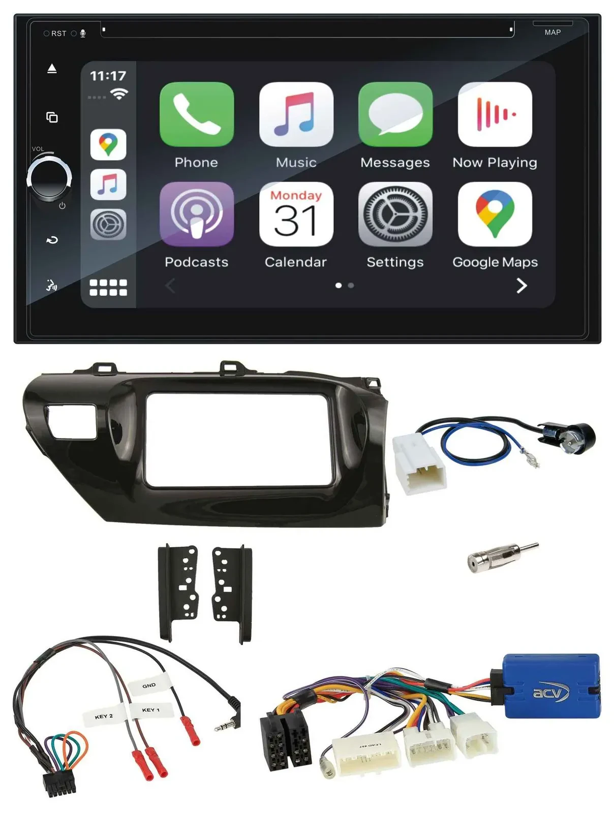 Blaupunkt DAB USB Bluetooth Lenkrad 2DIN TMC Navigation für Toyota Hilux 2015-20