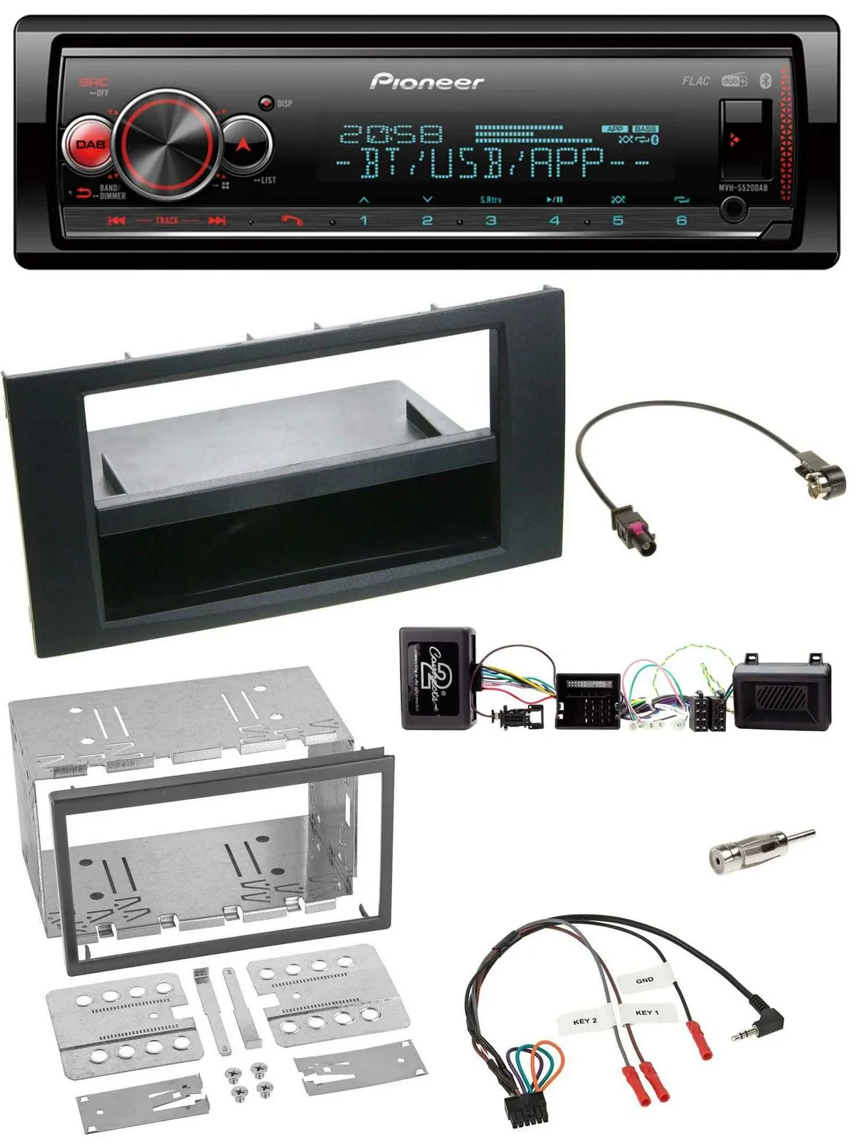 Автомагнитола для Ford Kuga (2008–2012) Pioneer Bluetooth USB DAB, черная