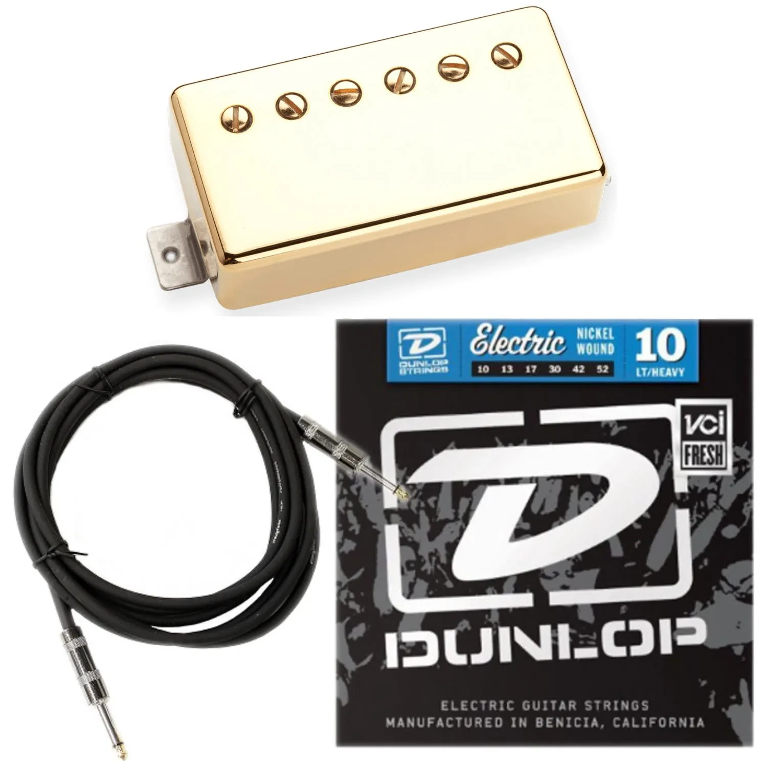 Звукосниматель для электрогитары Seymour Duncan SH-55N-GC Seth Lover хамбакер, нек, золотая крышка, с комплектом струн и кабелем
