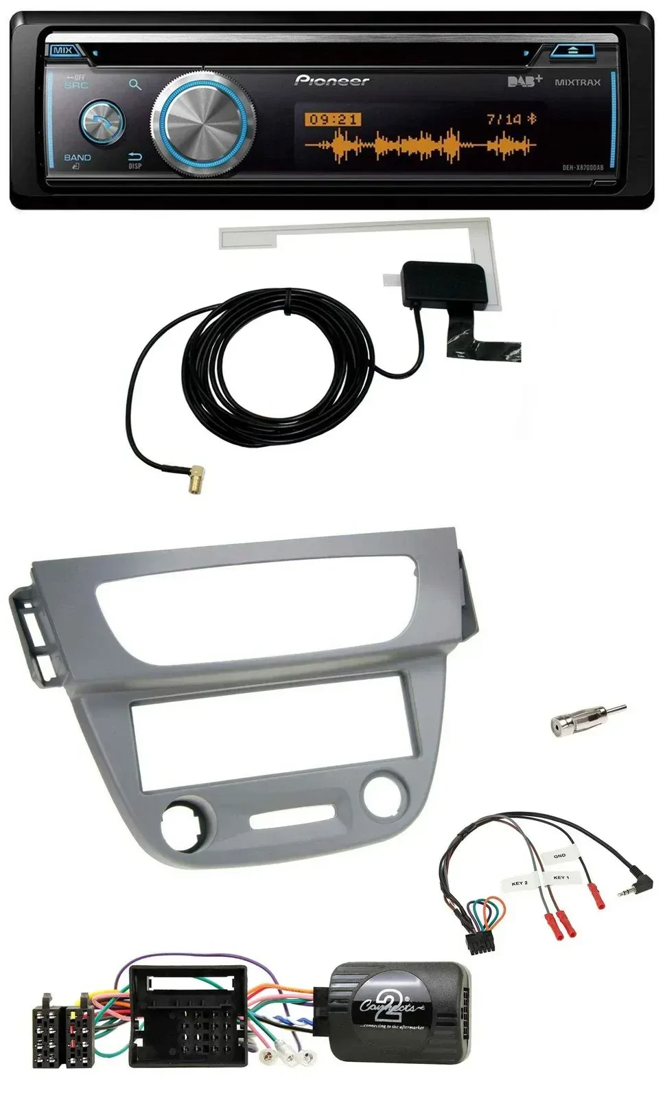 Автомагнитола Pioneer Bluetooth, DAB, USB, CD для Renault Megane III (2009–2012) с поддержкой управления на руле