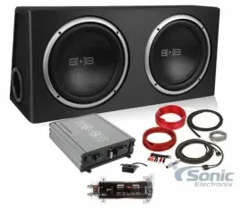 Belva BPKG210v2 1000W Subs, Box, Amp & Wires Complete Car Audio Bass Package