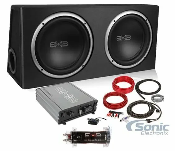 Belva BPKG210v2 1000W Subs, Box, Amp & Wires Complete Car Audio Bass Package