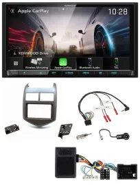 Kenwood Lenkrad 2DIN USB DAB Bluetooth Autoradio für Chevrolet Aveo ab 11 dunkel