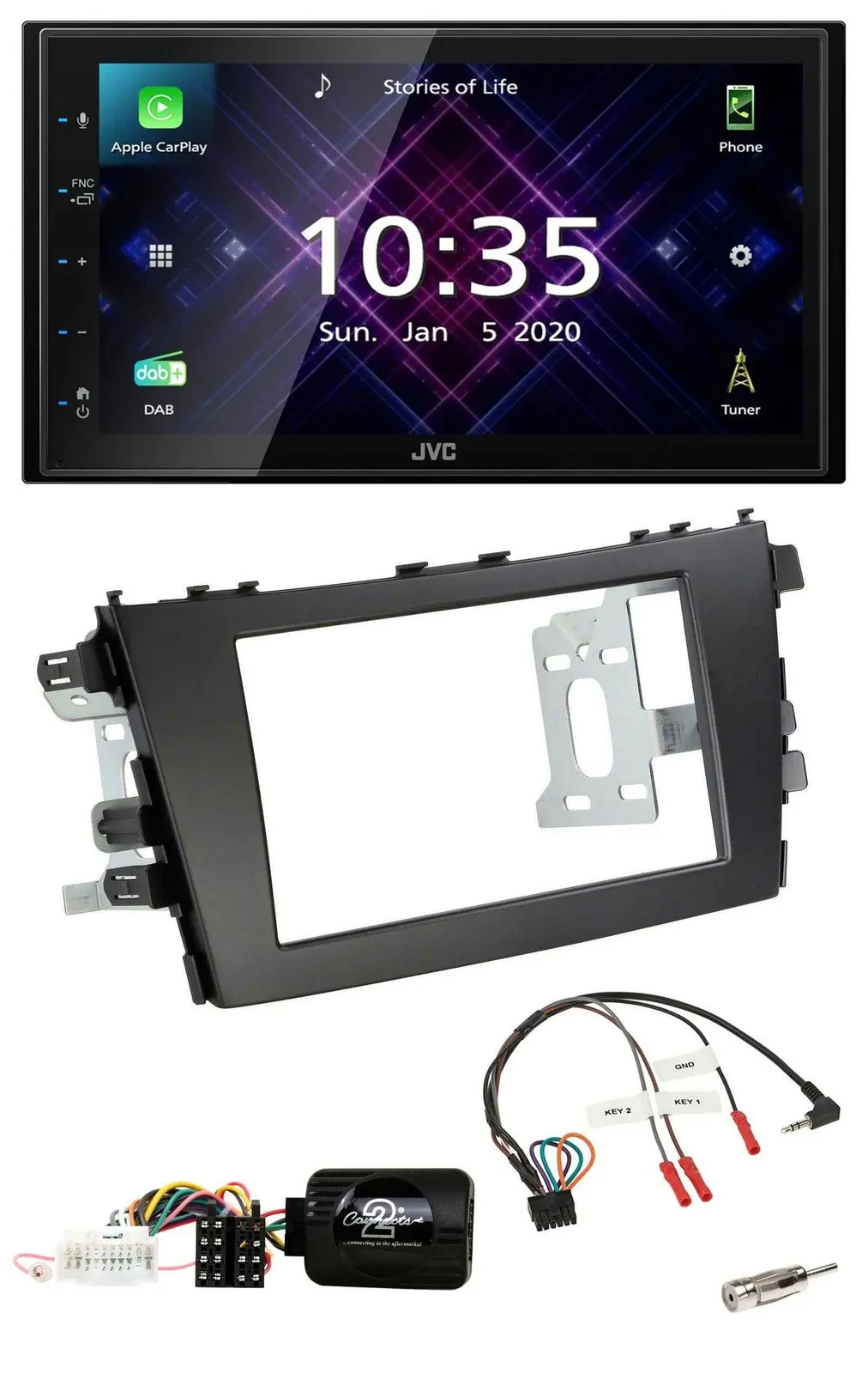 JVC DAB 2DIN Lenkrad Bluetooth USB Autoradio für Suzuki Celerio LF ab 2014