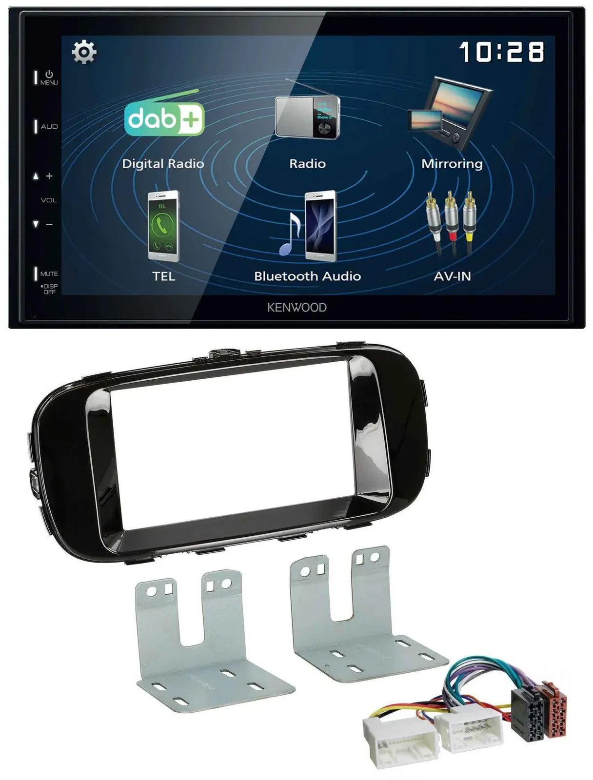 Kenwood 2DIN Bluetooth MP3 USB DAB Autoradio für Kia Soul PS ab 14 piano-schwarz