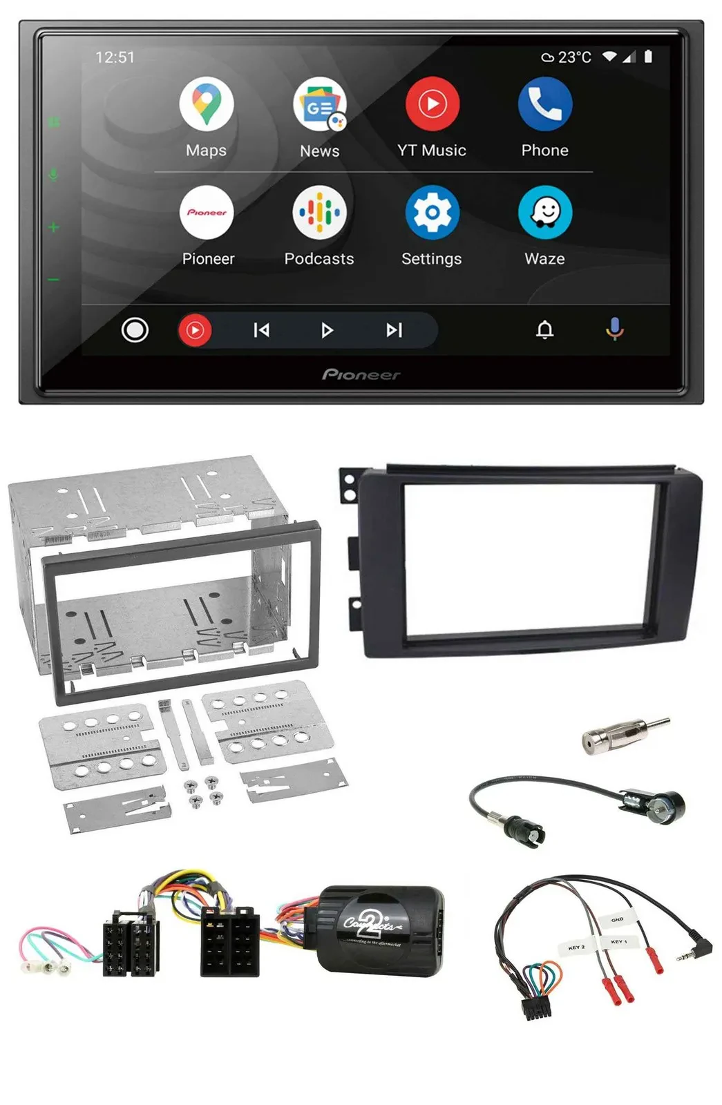 Автомагнитола для Smart ForFour 2004–2006 Pioneer 2DIN, DAB, Bluetooth, USB, поддержка управления на руле