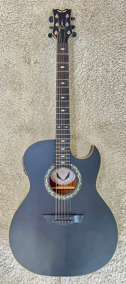 Dean Exhibition EX BKS Black Satin Thinline Acoustic Electric Cutaway Guitar