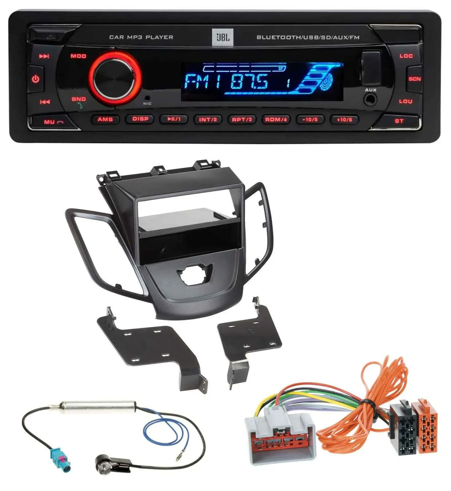 JBL AUX MP3 USB Bluetooth SD Autoradio für Ford Fiesta JA8 08-10 ohne Display sc