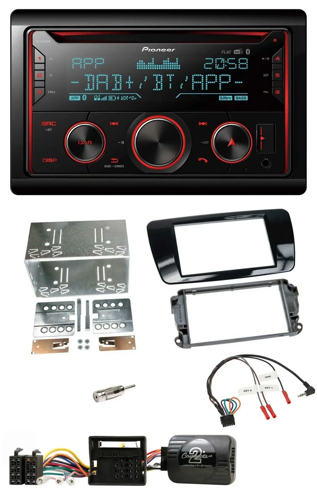 Автомагнитола Pioneer 2-DIN DAB Bluetooth USB CD для Seat Ibiza (с 2008), черный глянец
