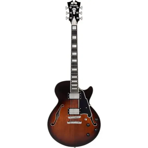 Электрогитара полуакустическая D'Angelico Premier SS Semi-Hollow Guitar w/ Stopbar tailpiece Brown Burst