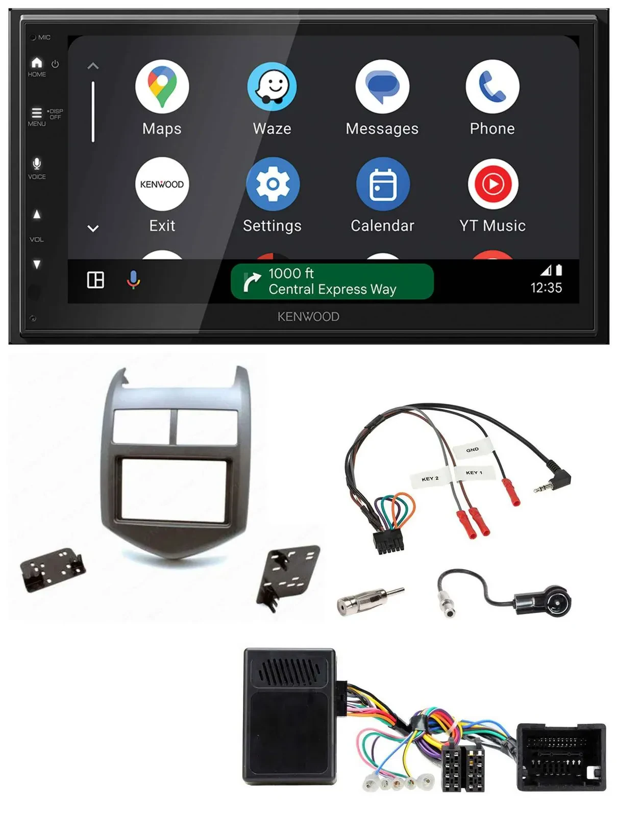 Автомагнитола Kenwood 2-DIN DAB, Bluetooth, USB для Chevrolet Aveo (с 2011), тёмная