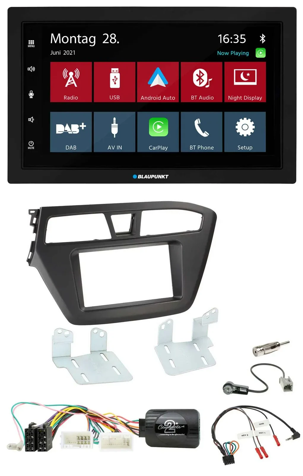 Blaupunkt Lenkrad Bluetooth DAB 2DIN USB Autoradio für Hyundai i20 ab 2015 ohne