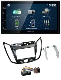 Автомагнитола для Ford C-Max/Kuga Kenwood 2-DIN Bluetooth MP3 USB DAB, черный глянец