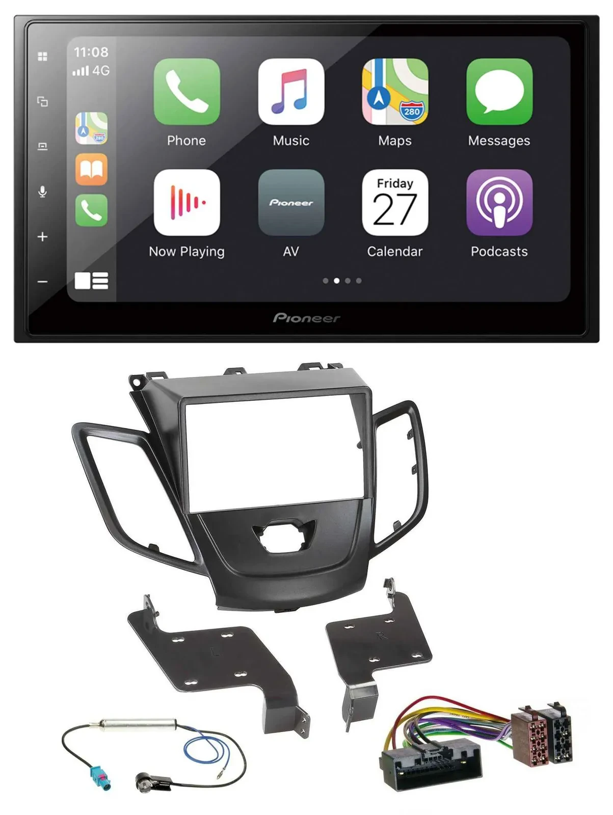 Pioneer MP3 Bluetooth DAB 2DIN USB Autoradio für Ford Fiesta 10-17 schwarz