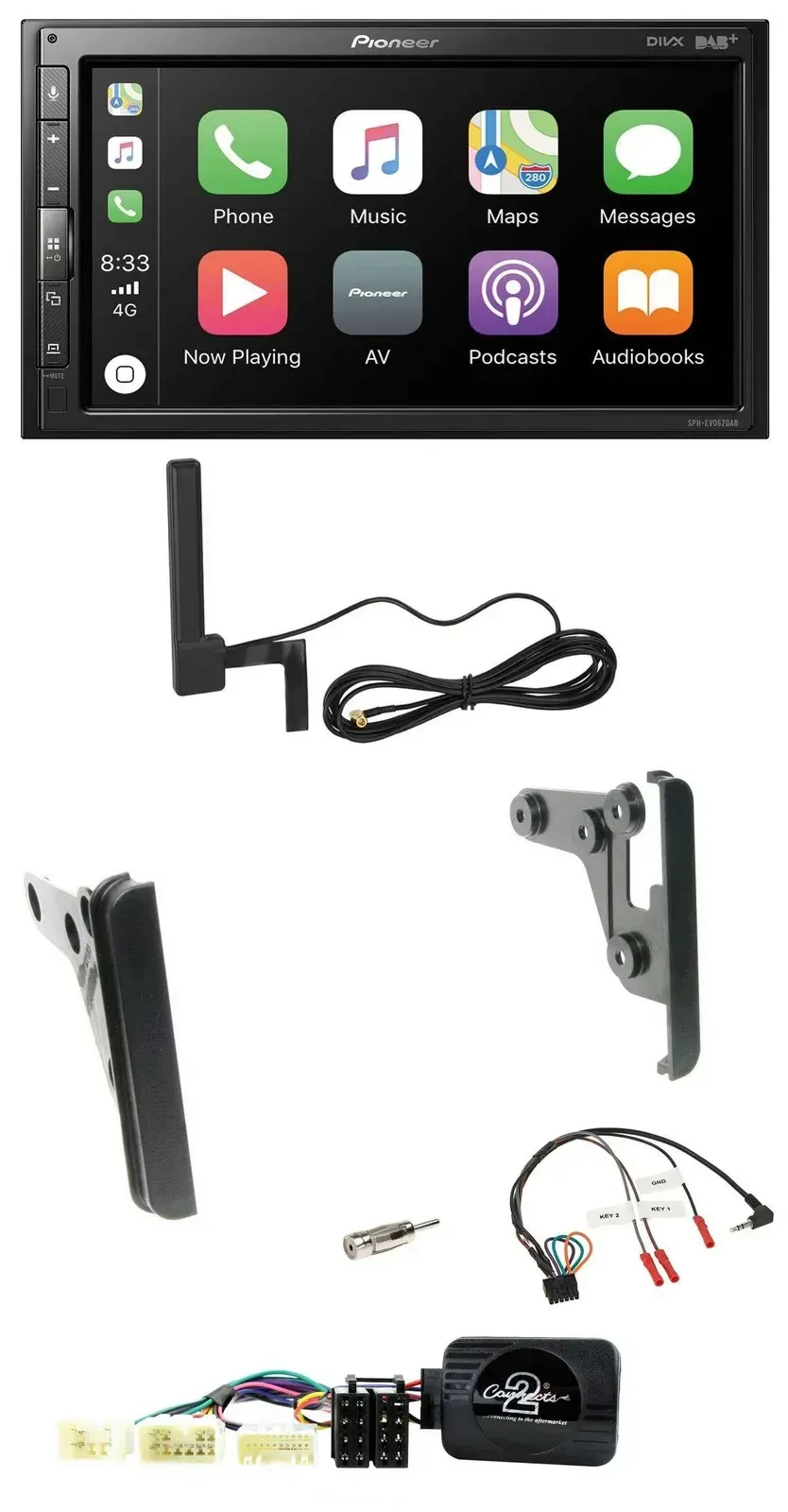 Автомагнитола для Toyota Yaris 2007–2010 Pioneer 2 DIN, Bluetooth, DAB, USB, поддержка управления с руля