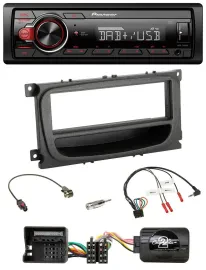 Автомагнитола для Ford Mondeo/S-Max 2007–2014 Pioneer 1-DIN, DAB, USB, MP3, чёрная, совместима с кнопками на руле