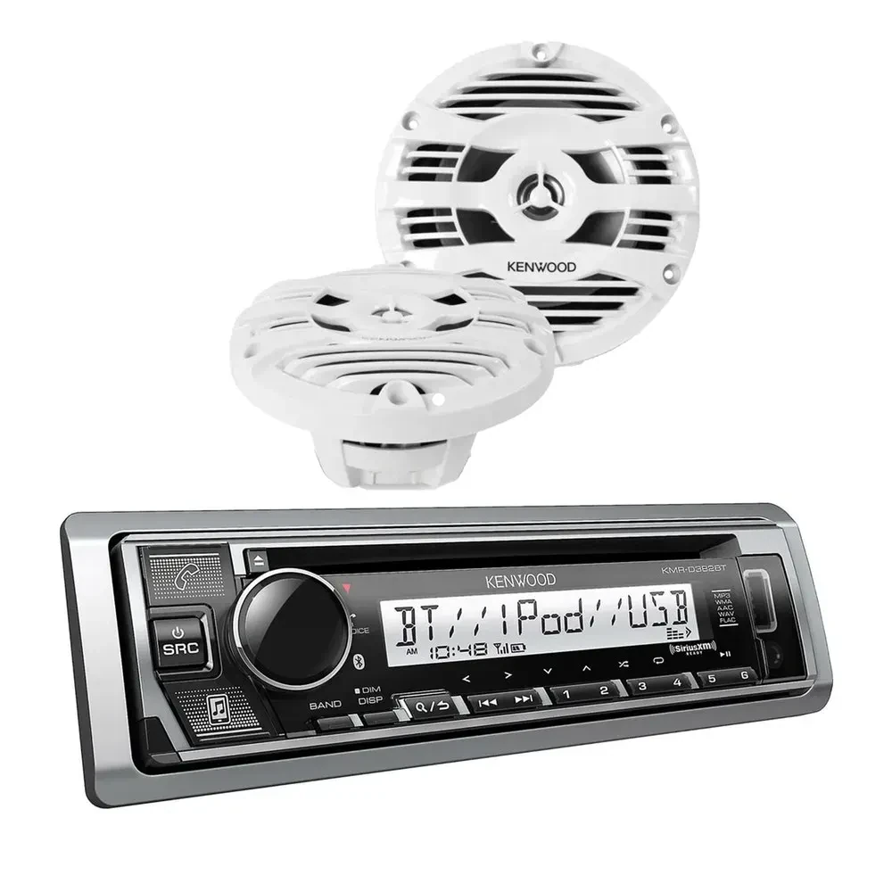 Автомагнитола для лодки Kenwood KMR-D382BT + KFC-1653MRW CD Receiver, 6.5" коаксиальные динамики (набор)
