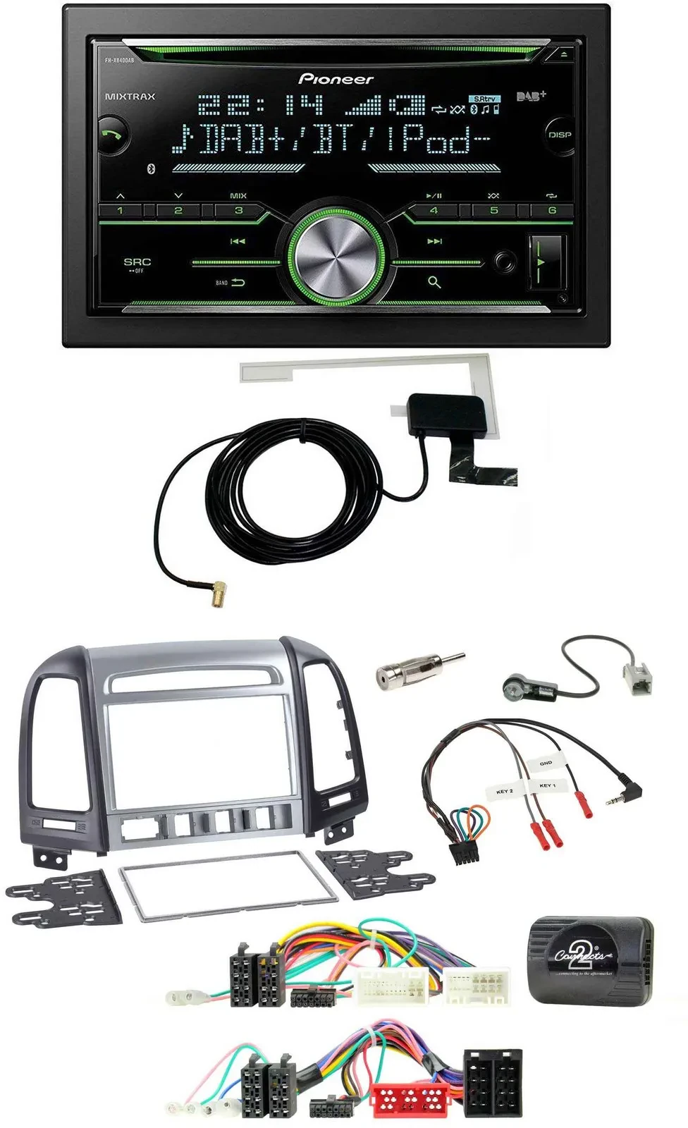 Автомагнитола Pioneer 2DIN, CD, USB, Bluetooth, DAB для Hyundai Santa Fe