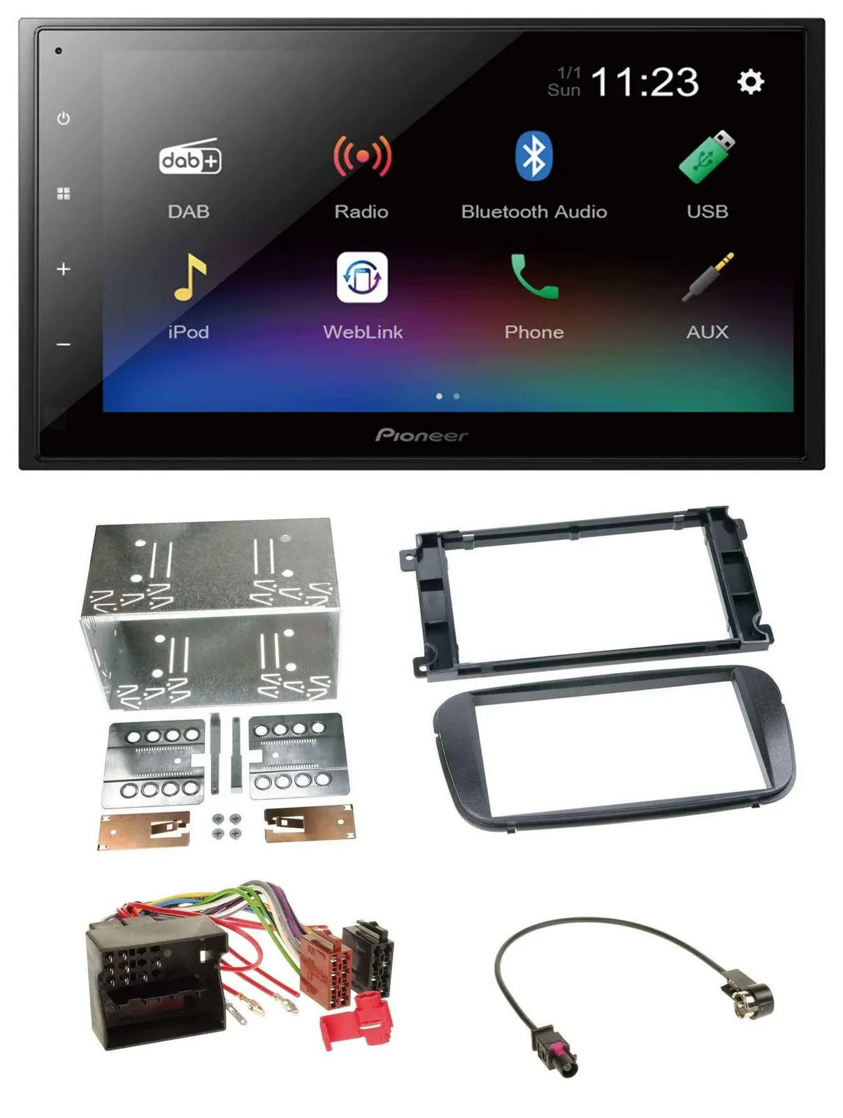 Автомагнитола Pioneer 2 DIN, USB, Bluetooth, DAB, MP3 для Ford C-Max/Galaxy/Focus (с 2007)