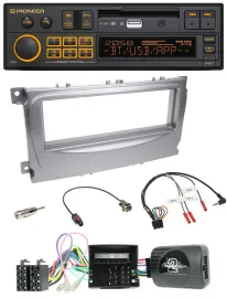 Автомагнитола для Ford Pioneer DAB, USB, Bluetooth, с адаптером CAN-Bus, поддержка управления на руле