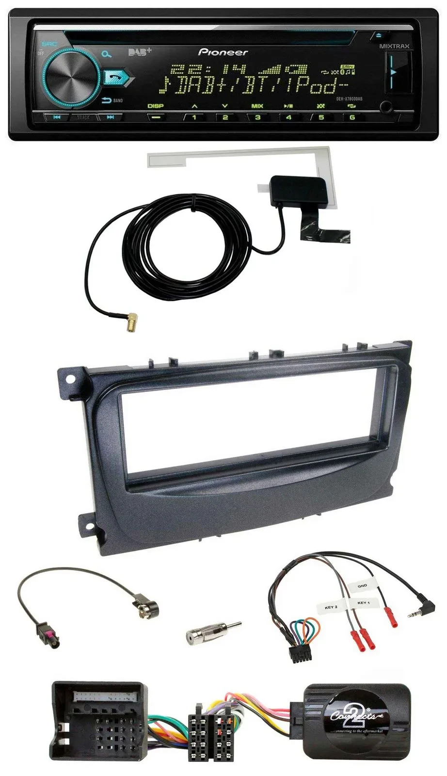 Pioneer MP3 Lenkrad CD USB DAB Autoradio für Ford S-Max Mondeo 07-14 schwarz