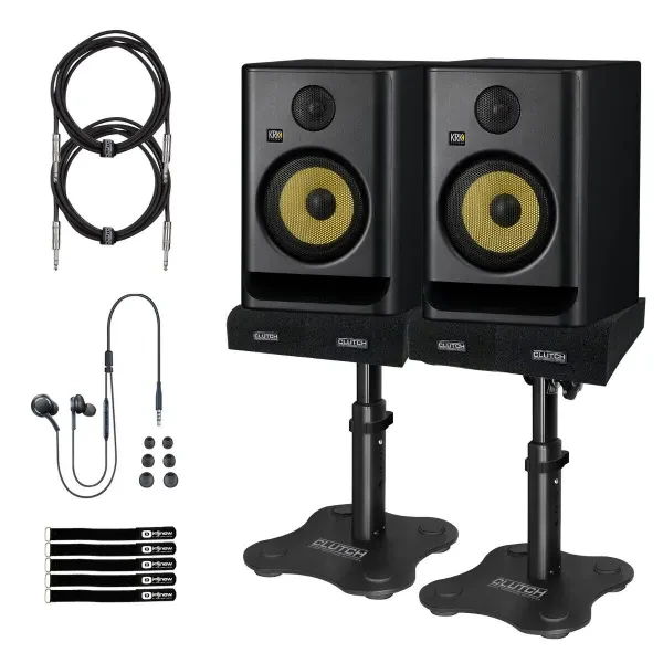 KRK Rokit RP7 G5 7" Studio Monitors 2-Pack with Desk Stands & Cables