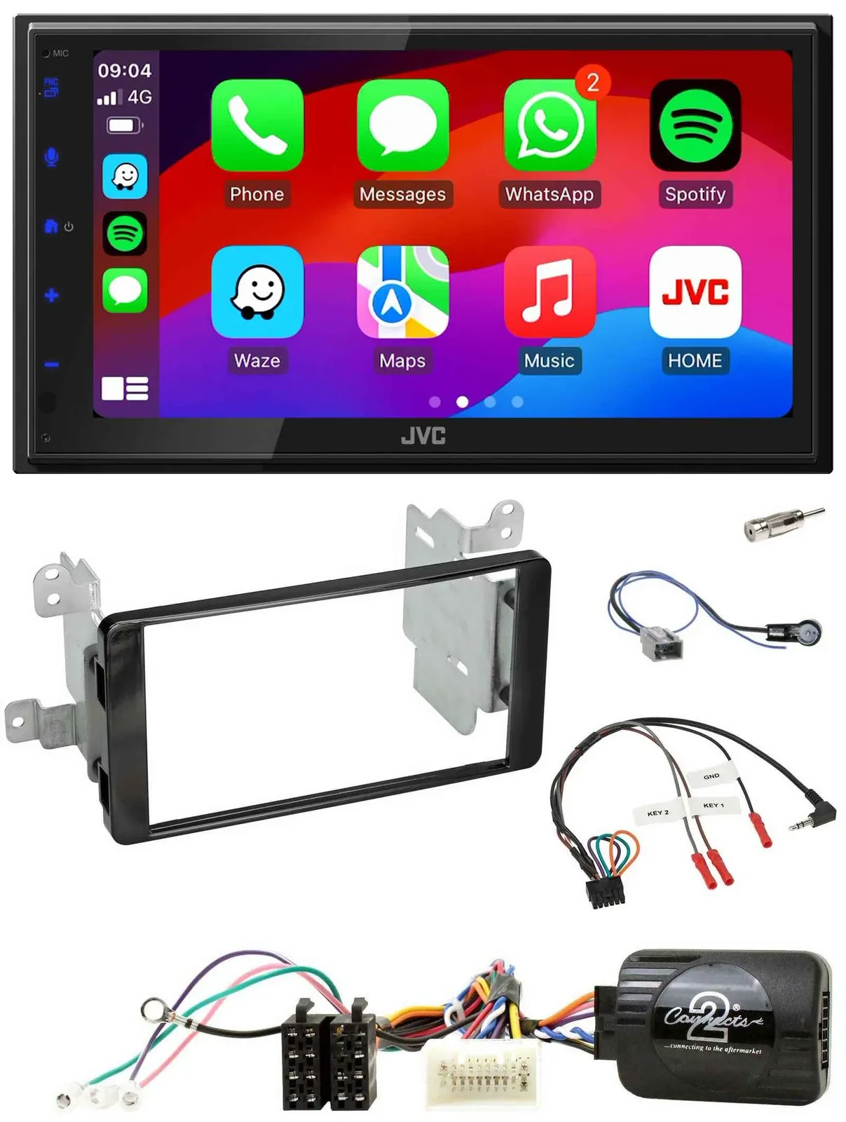 JVC Bluetooth 2DIN Lenkrad DAB USB Autoradio für Mitsubishi ab 2012 Outlander Kl