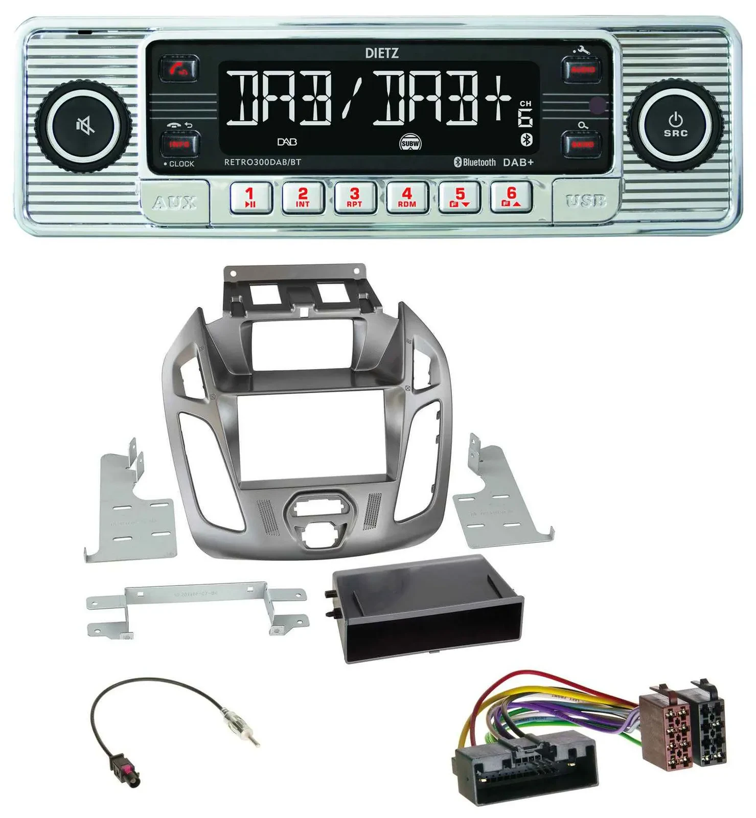 Dietz Bluetooth MP3 DAB USB Autoradio für Ford Transit Connect mit Display 12-18