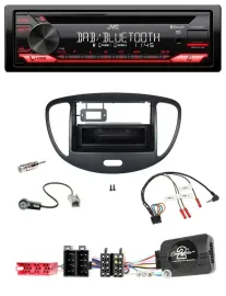 JVC CD DAB USB Bluetooth Lenkrad Autoradio für Hyundai i10 ISO 2009-2013 schwarz
