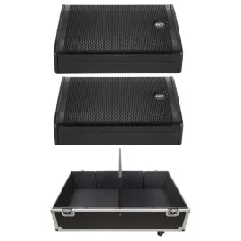 RCF NX 12-SMA Active Coaxial Stage Monitor Speakers 2-Pack w Flight Case