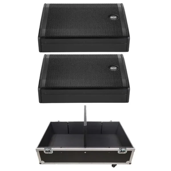 RCF NX 12-SMA Active Coaxial Stage Monitor Speakers 2-Pack w Flight Case