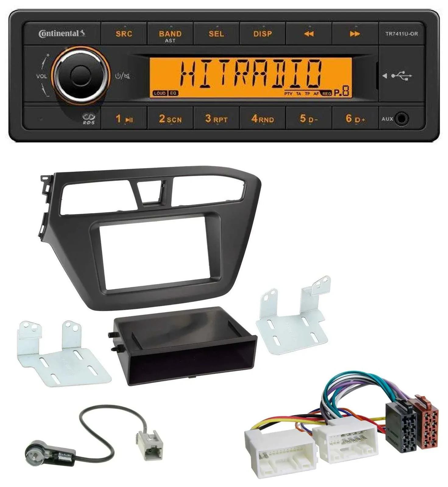 Continental 1DIN USB AUX MP3 Autoradio für Hyundai i20 (2014-2020)