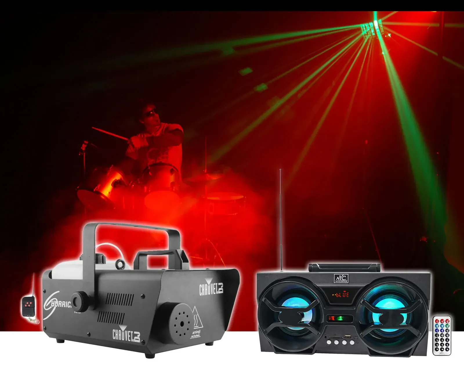 Генератор дыма Chauvet DJ Hurricane 1600 DMX (набор) с пультом-таймером и акустической системой