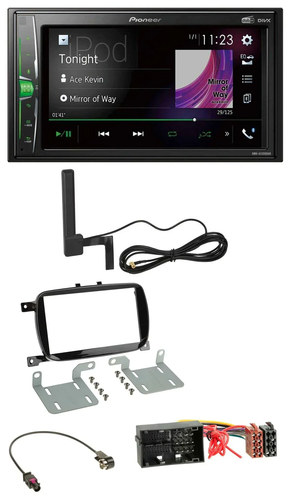 Pioneer MP3 DAB AUX 2DIN Bluetooth Autoradio für Fiat 500X ab 2016 klavierlack s