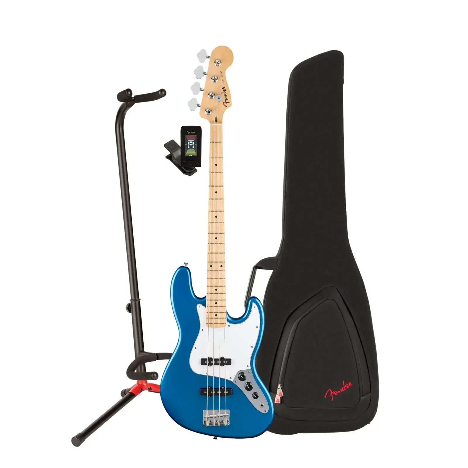 Fender Standard Jazz Bass 4 String Aqua Marine Metallic Guitar and Bag Bundle