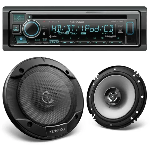 Kenwood eXcelon KDC-X705 DIN CD Multimedia Receiver + 6.5" Coaxial Speakers