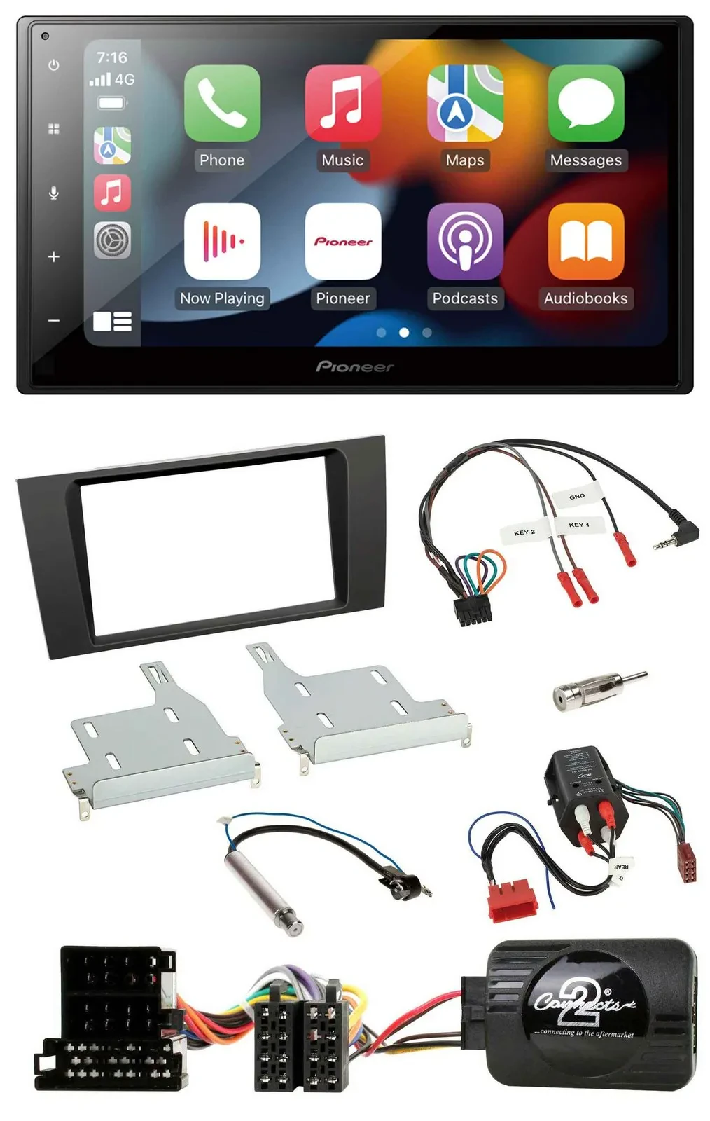 Pioneer DAB Bluetooth 2DIN USB Lenkrad Autoradio für Audi A4 99-01 BOSE Vollakti