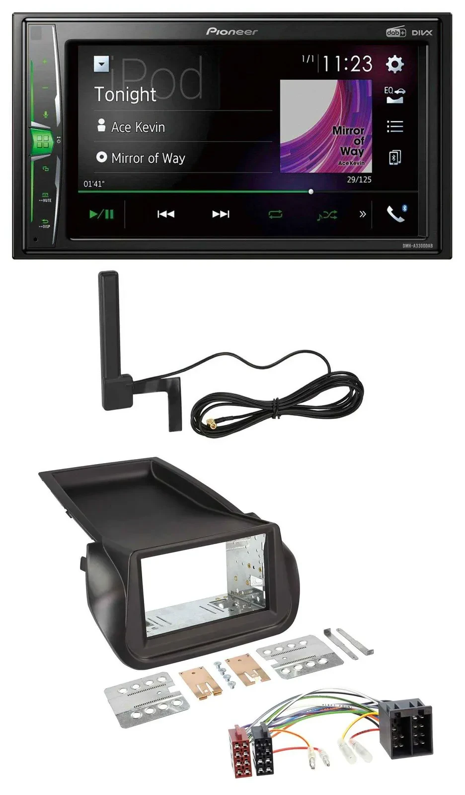 Автомагнитола Pioneer 2 DIN, Bluetooth, DAB, MP3, AUX для Citroen Nemo / Fiat Fiorino / Peugeot