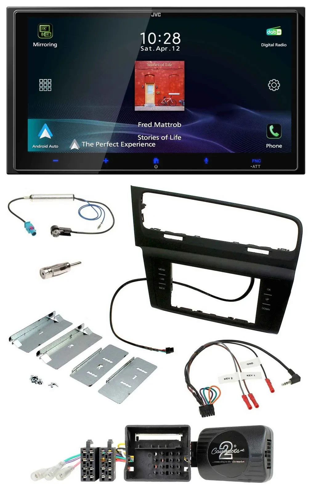 JVC USB Bluetooth 2DIN DAB Lenkrad Autoradio für VW Golf VII ab 2012