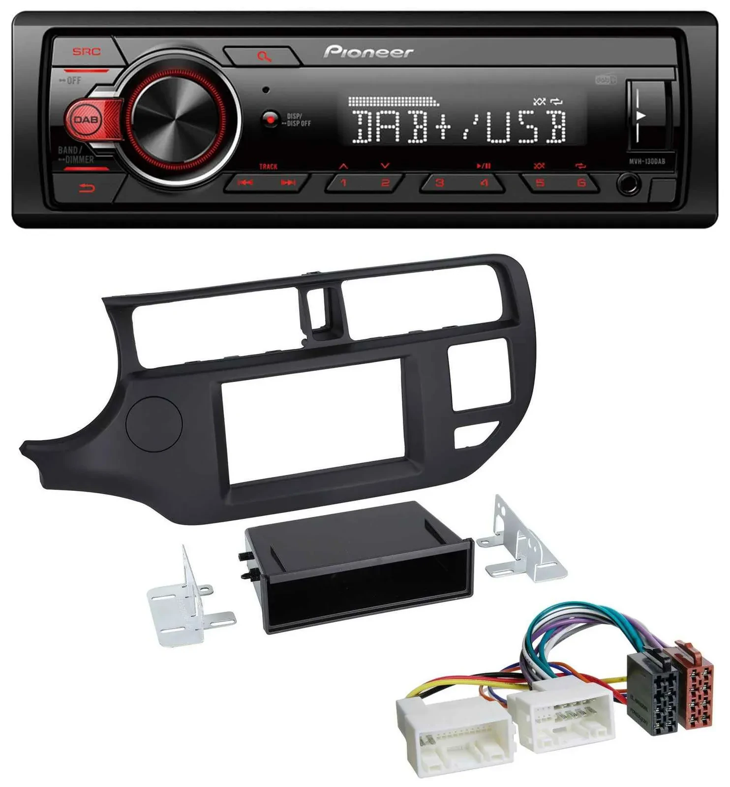Pioneer MP3 1DIN DAB USB AUX Autoradio für Kia Rio (UB 2011-2014) schwarz