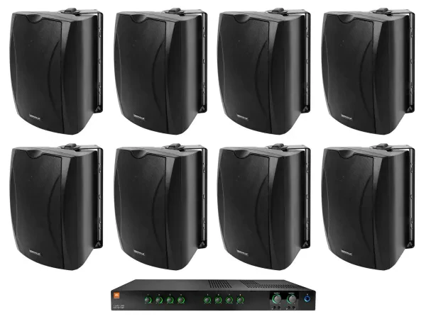Настенная акустика JBL WET-5B Black с усилителем (8 штук)