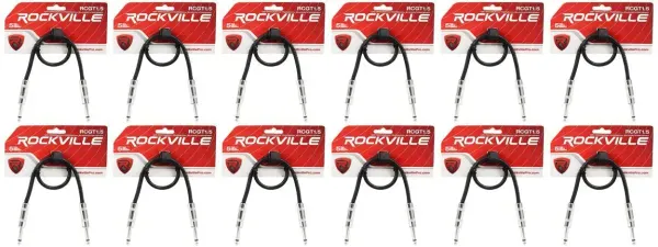 Патч-кабель инструментальный Rockville RCGT1.5B Black 0.45 м (12 штук)