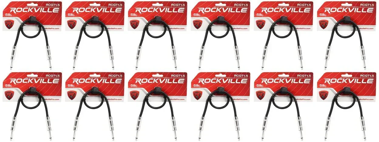 Патч-кабель инструментальный Rockville RCGT1.5B Black 0.45 м (12 штук)