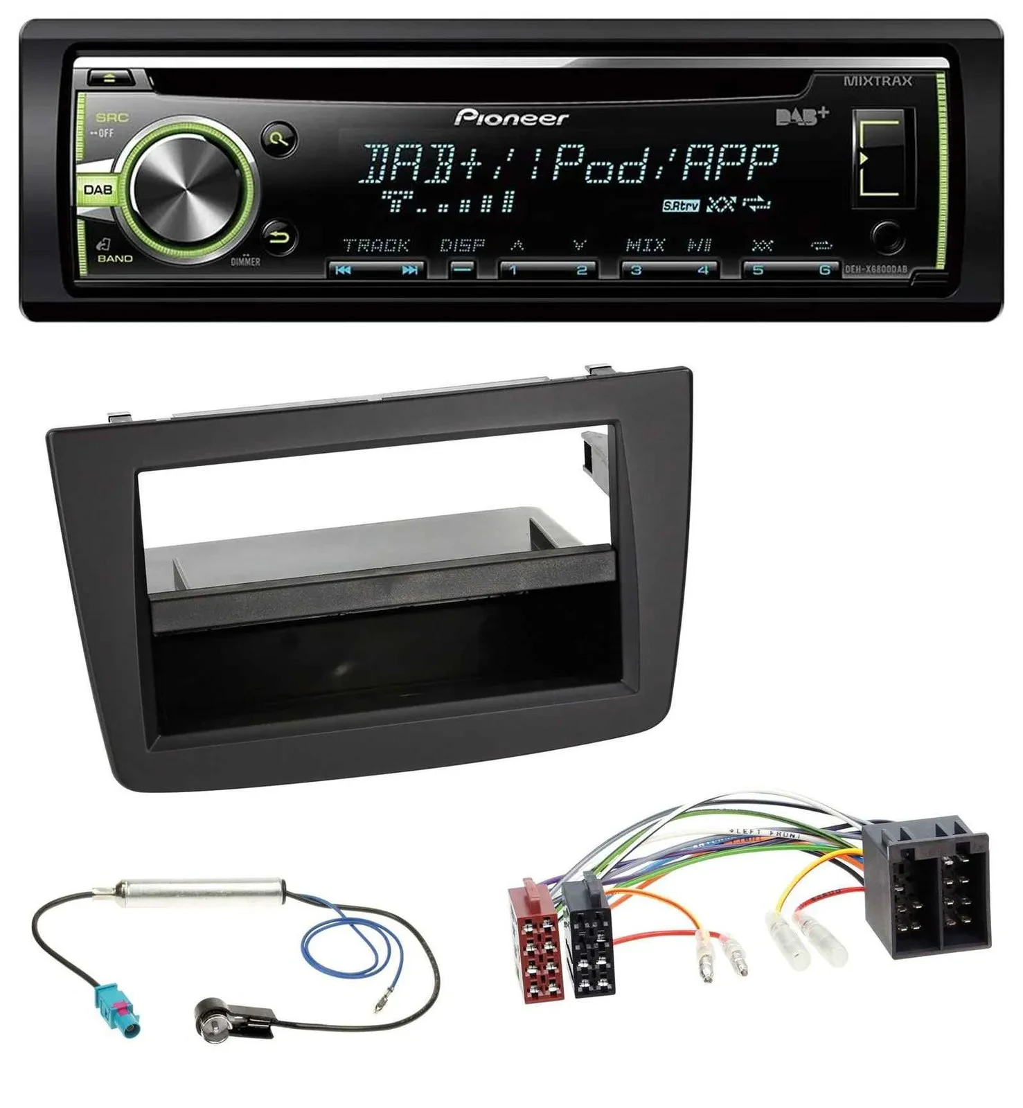 Pioneer DAB USB MP3 AUX CD Autoradio für Alfa Romeo Mito 955 08-14 ISO schwarz