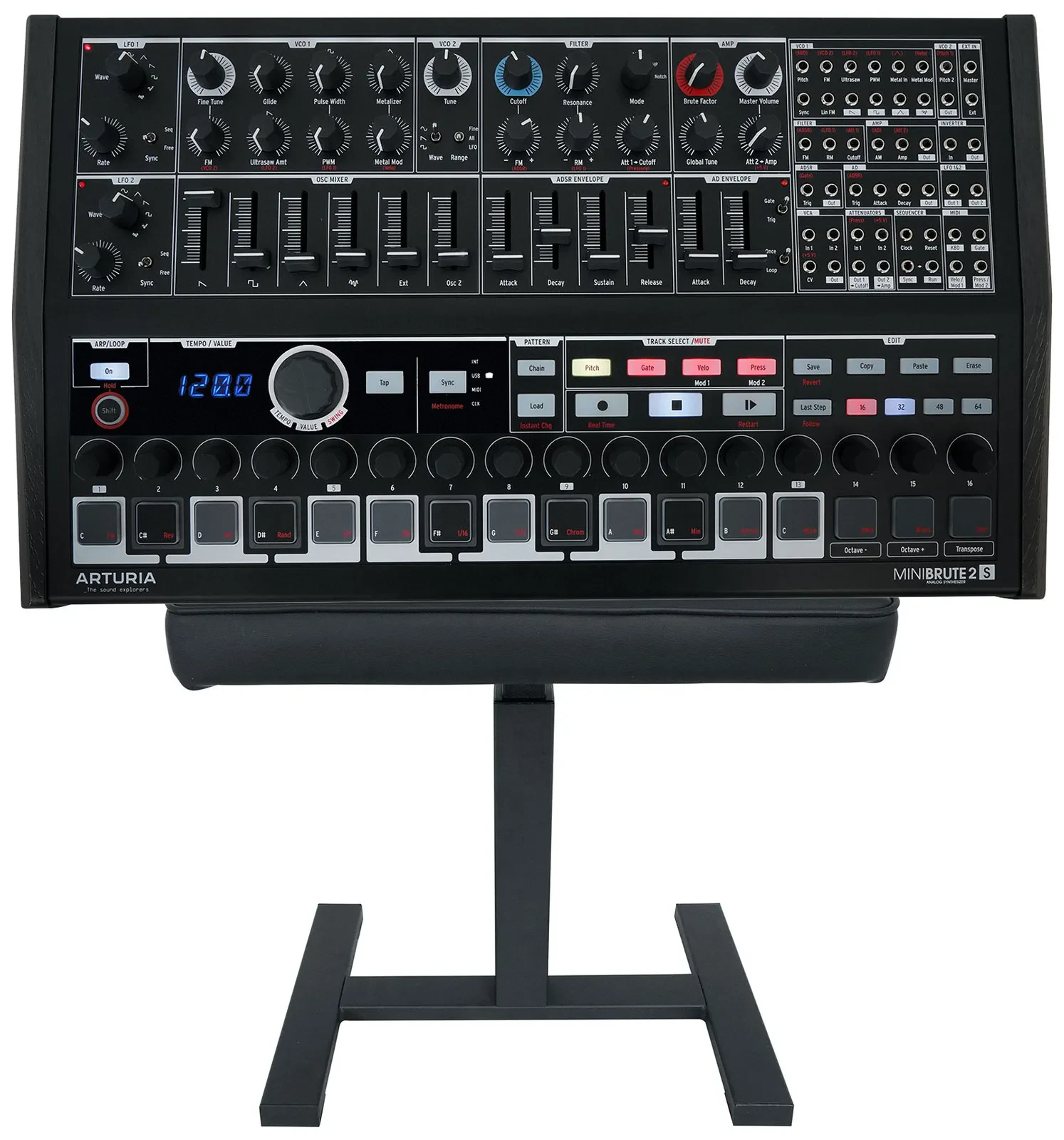 Arturia Minibrute 2S NOIR USB MIDI Analog Sequencer Synthesizer+Air Lift Bench