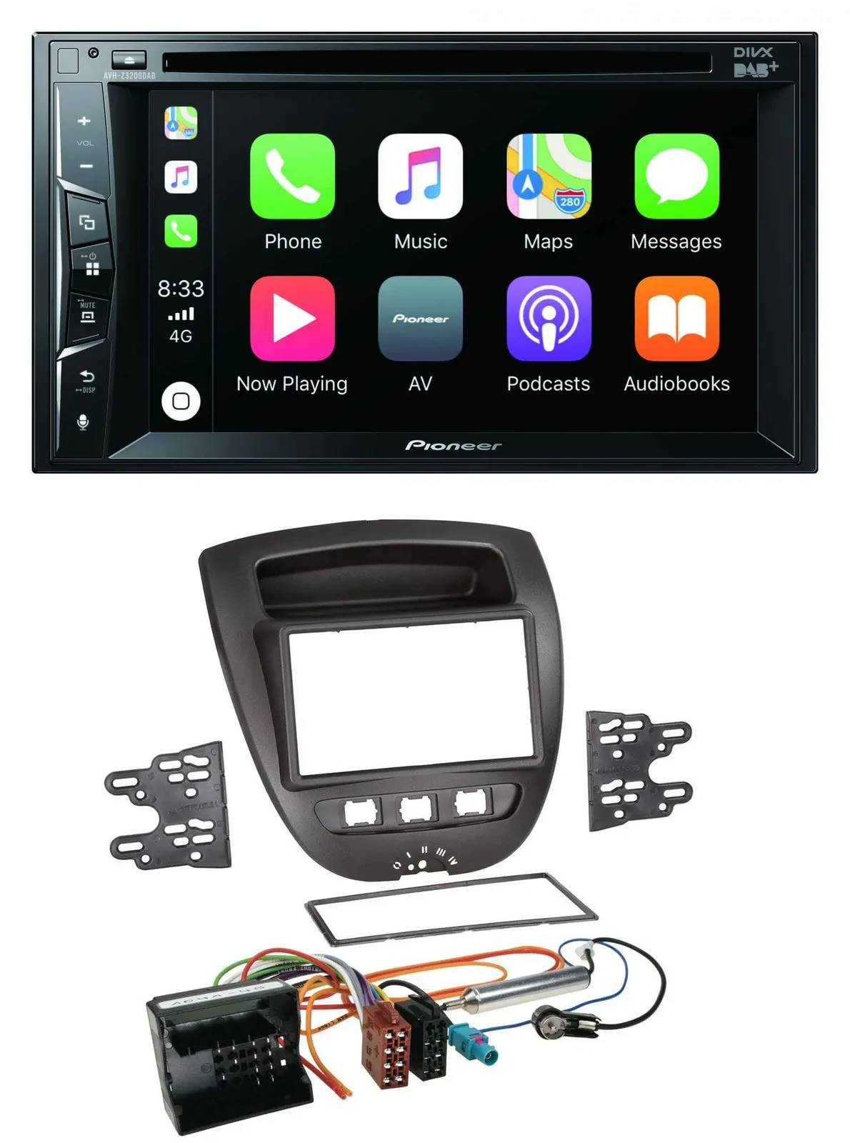 Pioneer MP3 USB DVD Bluetooth DAB 2DIN Autoradio für Citroen C1 Peugeot 107 Toyo